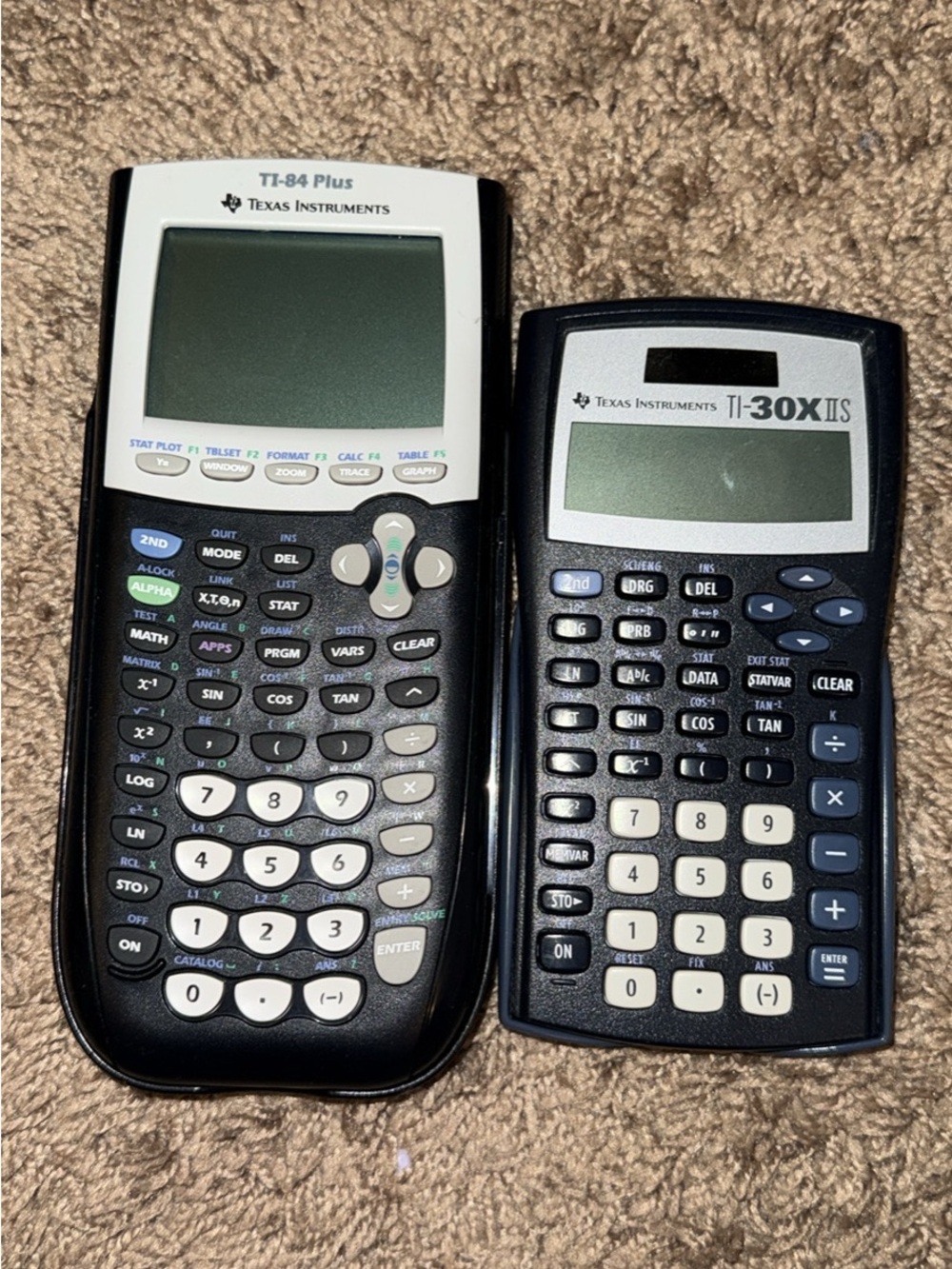 Texas Instruments Black and White TI-84 Plus & TI-30XIIS Calculators